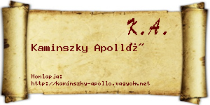 Kaminszky Apolló névjegykártya